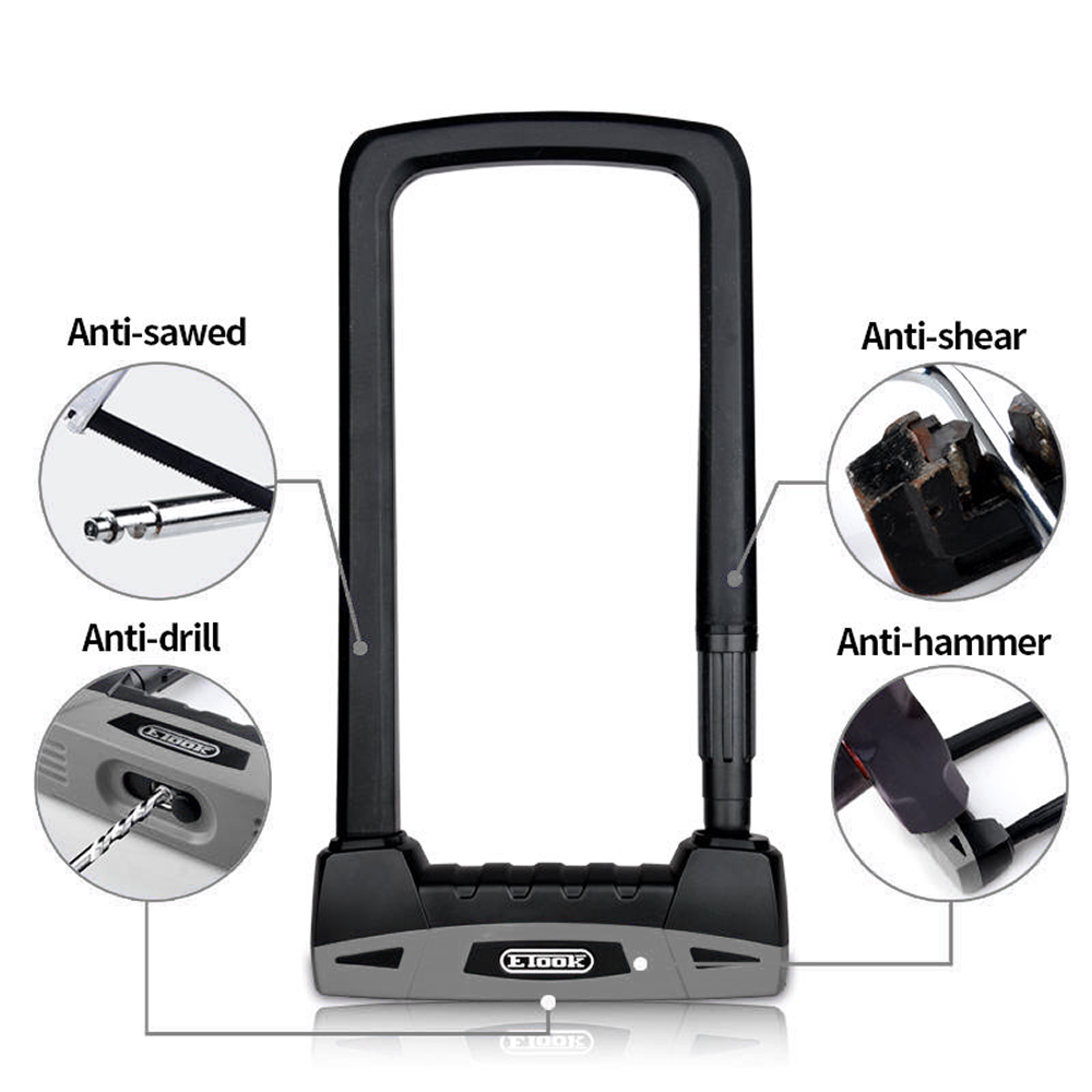 ETOOK Anti-Cut Steel U-Lock with Silicone Sleeve