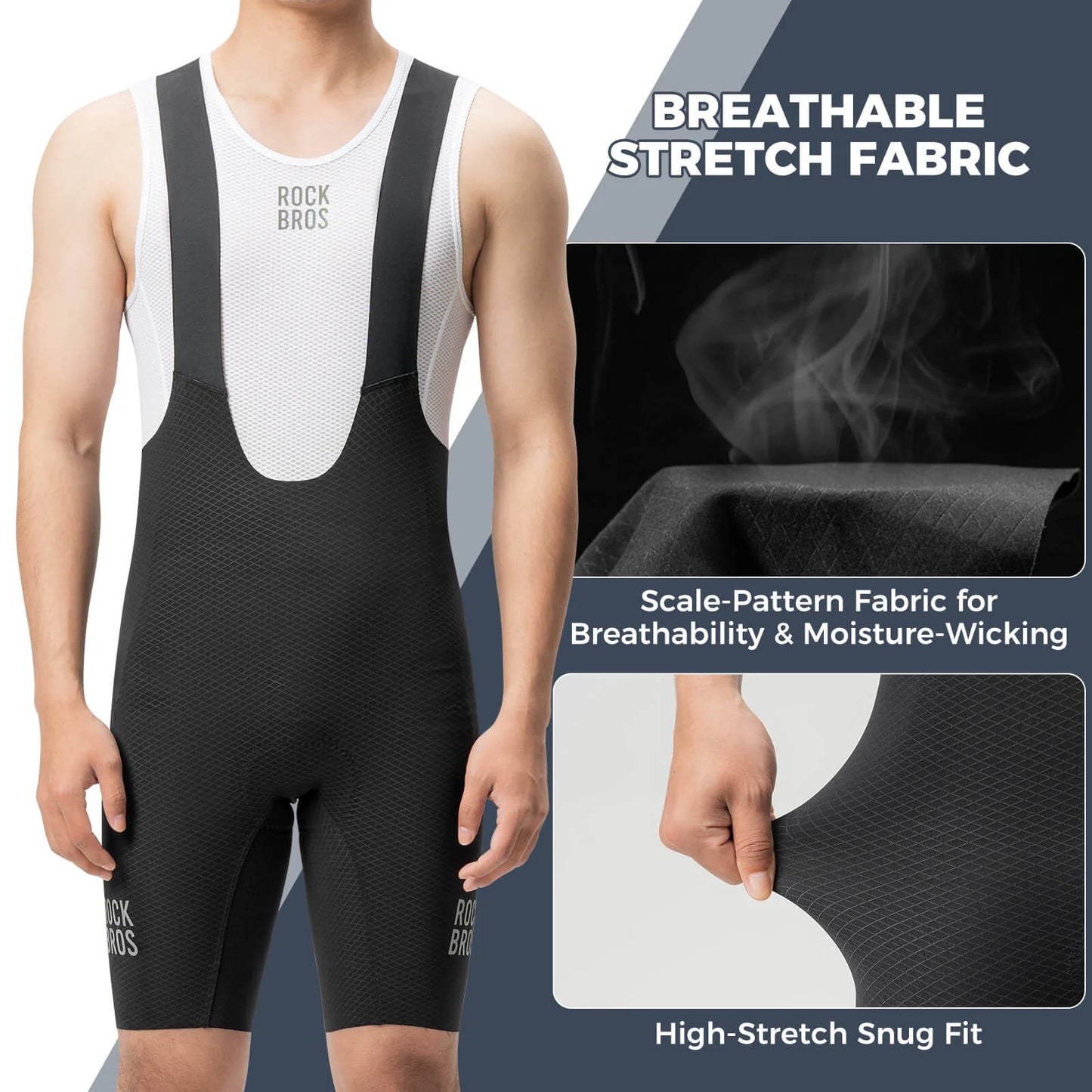 Rockbros Qilin Men's Seamless Cycling Bib Shorts