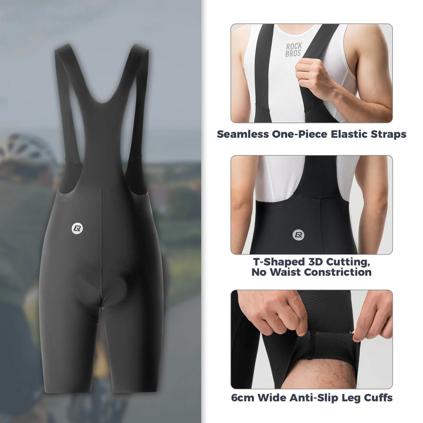 Rockbros Qilin Men's Seamless Cycling Bib Shorts