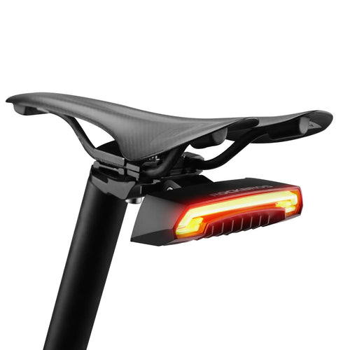 Waterproof Rear Bike Light | Dual Laser Safety Lines & Wireless Remote | Saddle Mount
