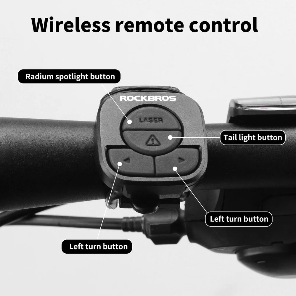 Waterproof Rear Bike Light | Dual Laser Safety Lines & Wireless Remote | Saddle Mount