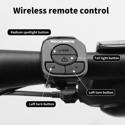 Waterproof Rear Bike Light | Dual Laser Safety Lines & Wireless Remote | Saddle Mount